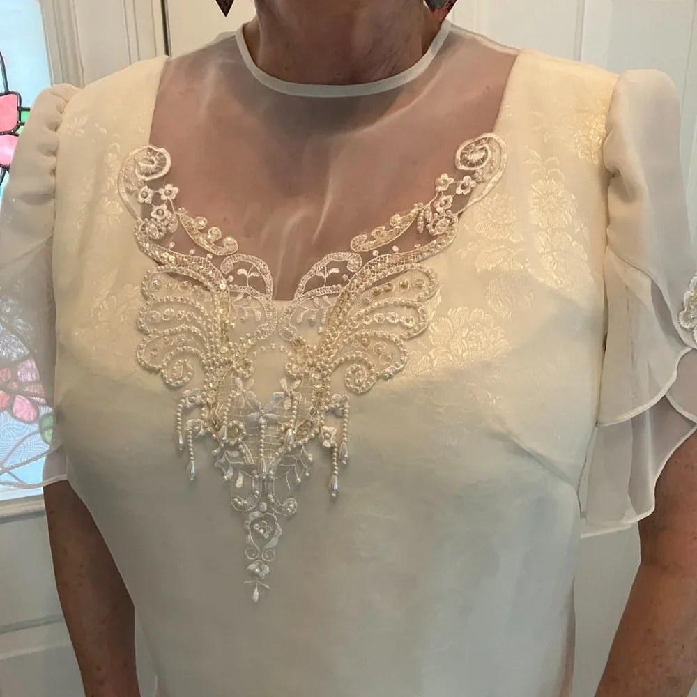 Ivory Custom Made Wedding/Formal Gowwn Approx Size 12 - Picture 2 of 10